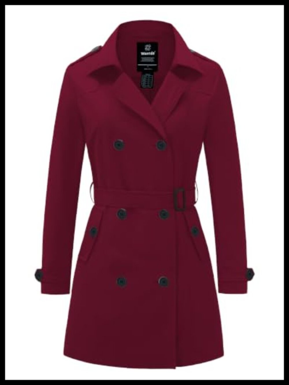 Women's Double-Breasted Trench Coat Belted Water Repellent Polyester